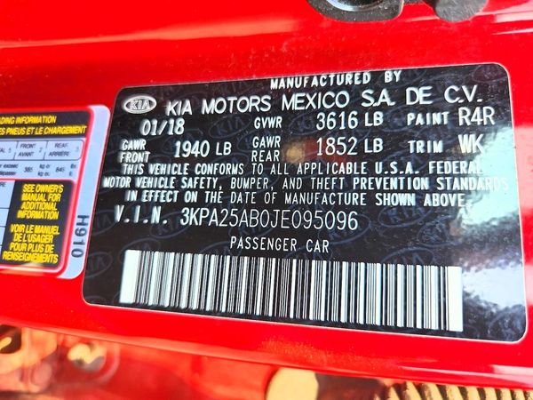 2018 KIA RIO 5-DOOR LX, S