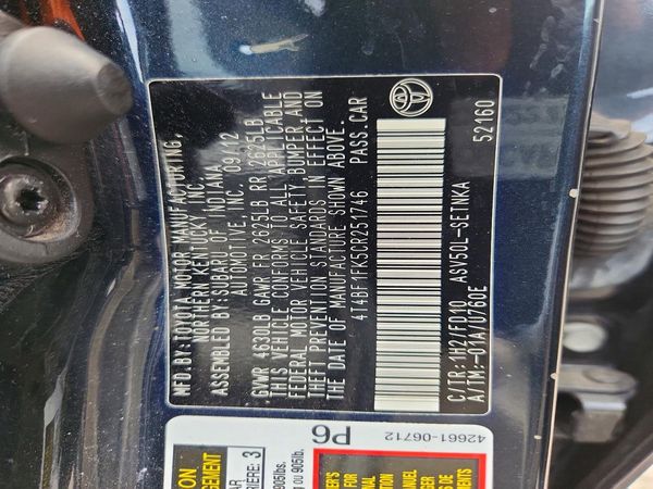2012 TOYOTA CAMRY