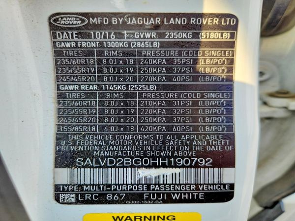 2017 LAND ROVER RANGE ROVER EVOQUE
