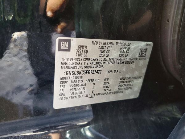 2015 CHEVROLET TAHOE LT — VINS
