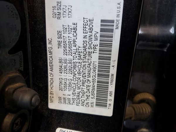 2016 HONDA CRV EX