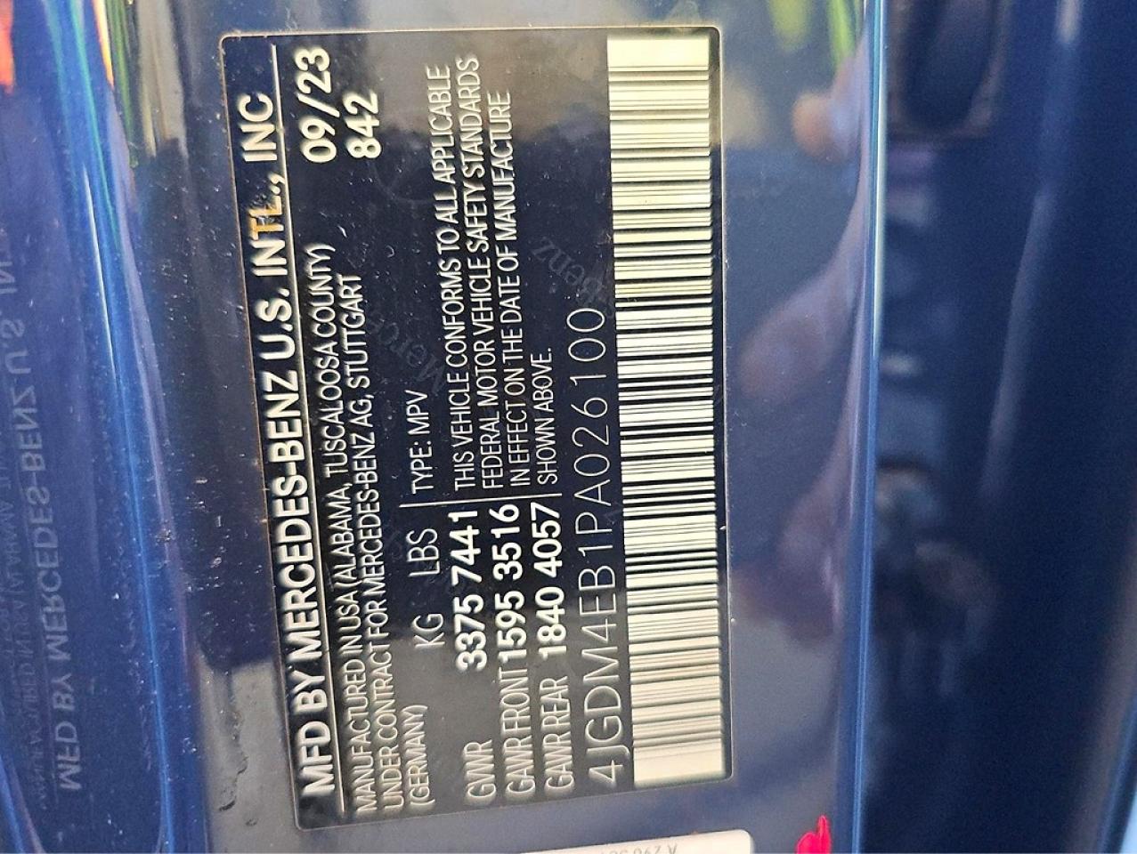 2023 MERCEDES-BENZ EQS SUV EQS580 4MATIC