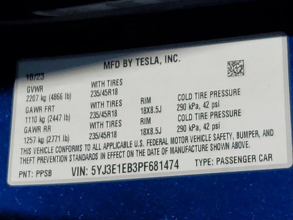 2023 TESLA MODEL 3