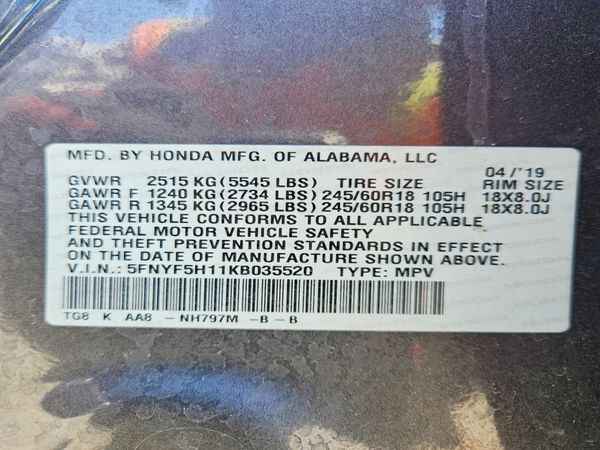 2019 HONDA PILOT LX