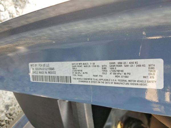 2020 RAM PROMASTER 3500 VF
