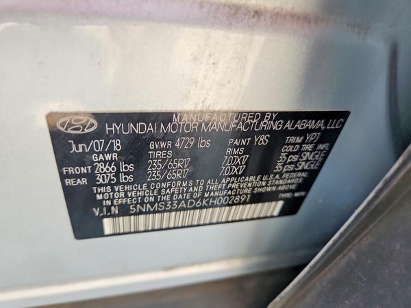 2019 HYUNDAI SANTA FE SEL, SEL Plus