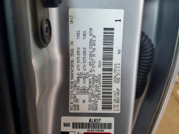 2018 TOYOTA TUNDRA Limited — VINS