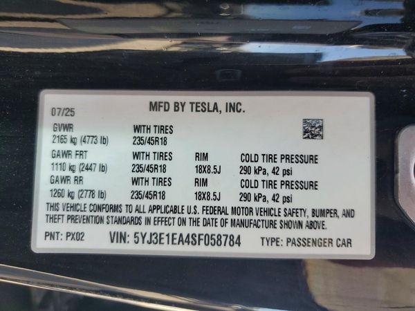2025 TESLA MODEL 3