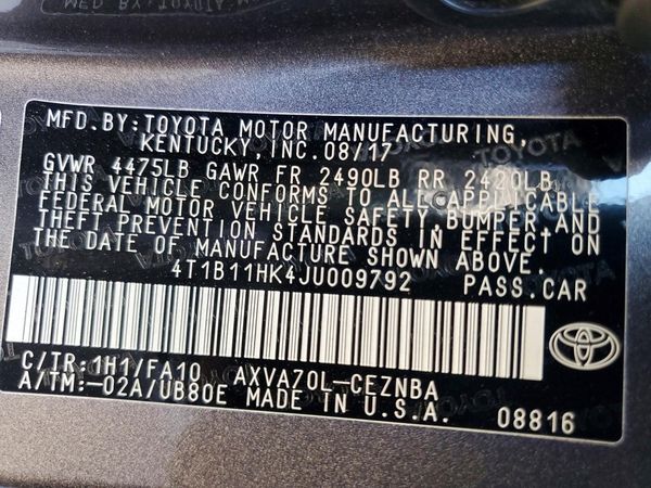 2018 TOYOTA CAMRY