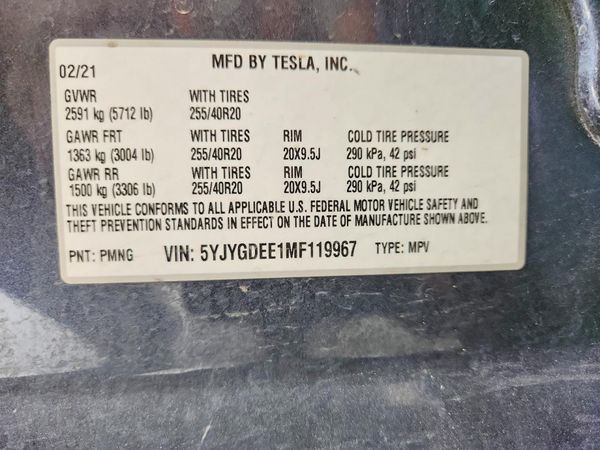 2021 TESLA MODEL Y