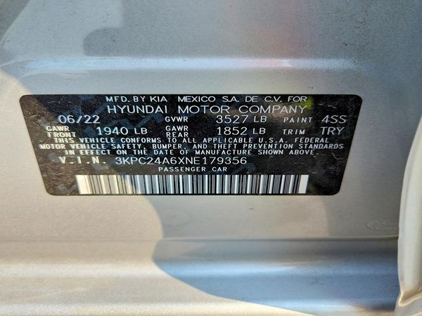 2022 HYUNDAI ACCENT SE, SEL