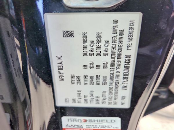 2021 TESLA MODEL 3