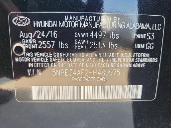 2017 HYUNDAI SONATA