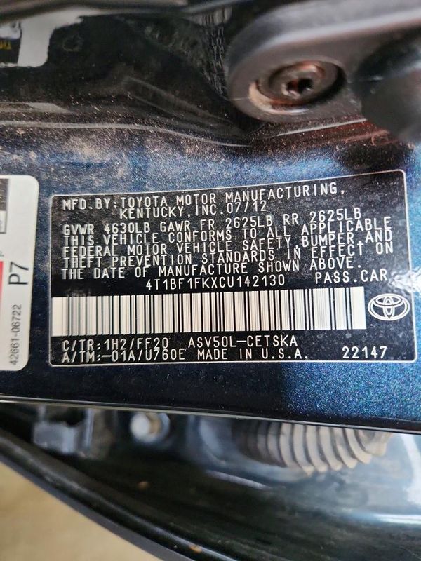 2012 TOYOTA CAMRY