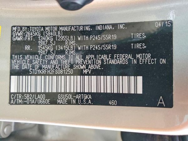 2015 TOYOTA HIGHLANDER Base/Hybrid
