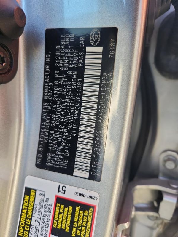 2019 TOYOTA CAMRY L/LE/SE/XLE