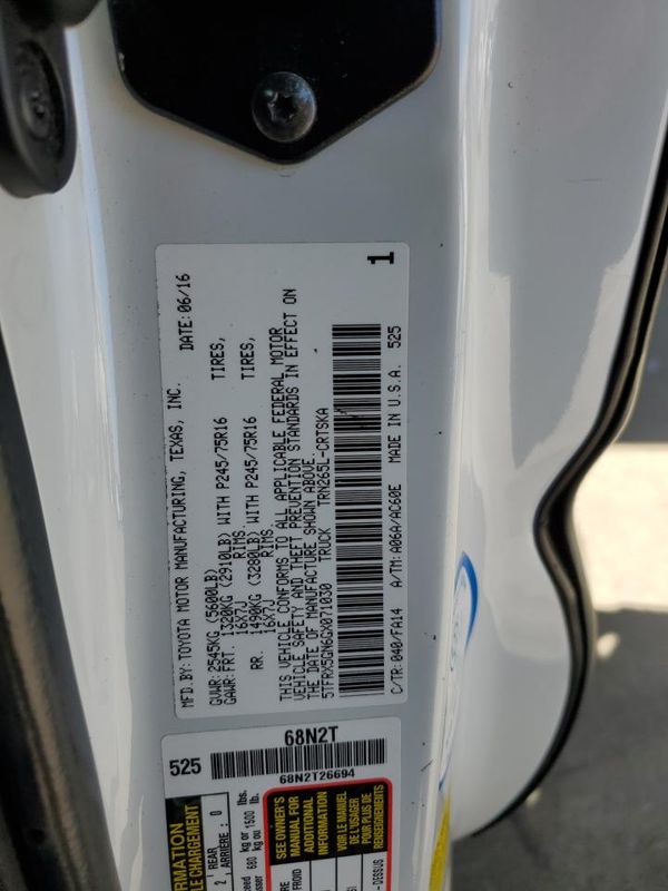 2016 TOYOTA TACOMA SR/SR5