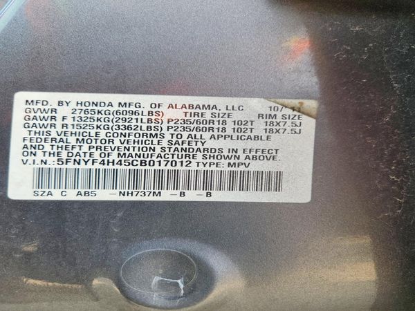 2012 HONDA PILOT EX