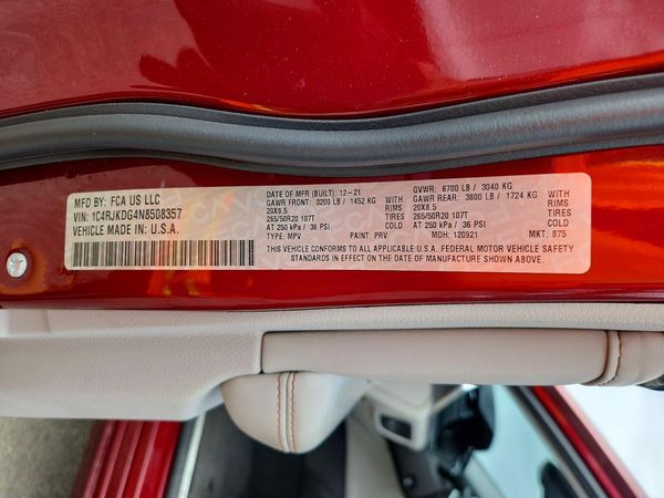 2022 JEEP GRAND CHEROKEE L OVERLAND 4X4