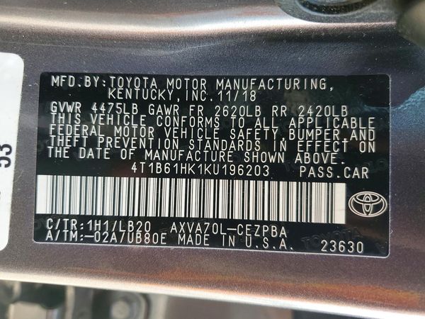 2019 TOYOTA CAMRY XSE