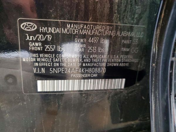 2019 HYUNDAI SONATA