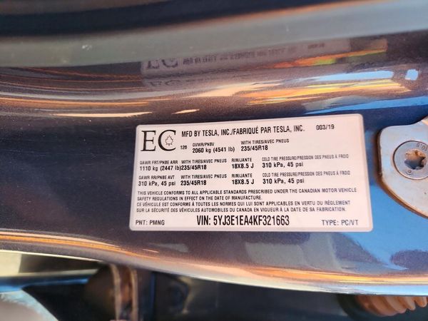 2019 TESLA MODEL 3