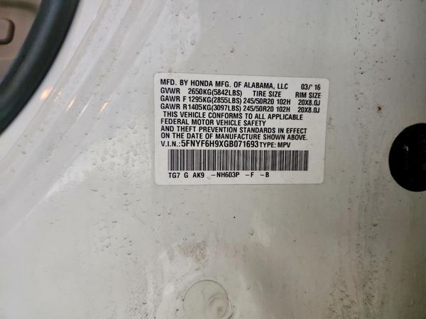2016 HONDA PILOT TOURING