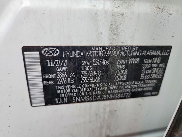 2022 HYUNDAI SANTA FE — VINS