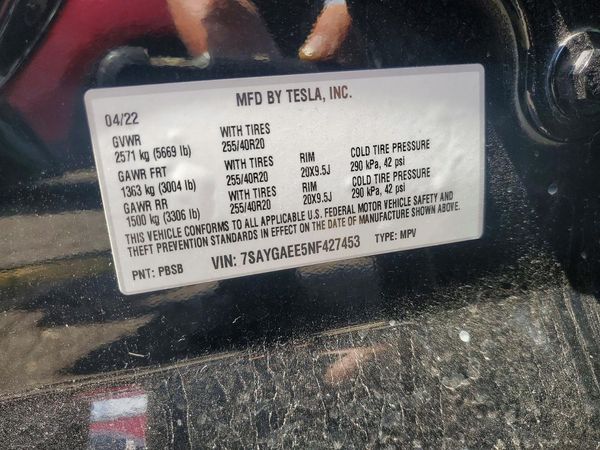 2022 TESLA MODEL Y