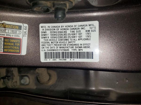 2015 HONDA CRV EX
