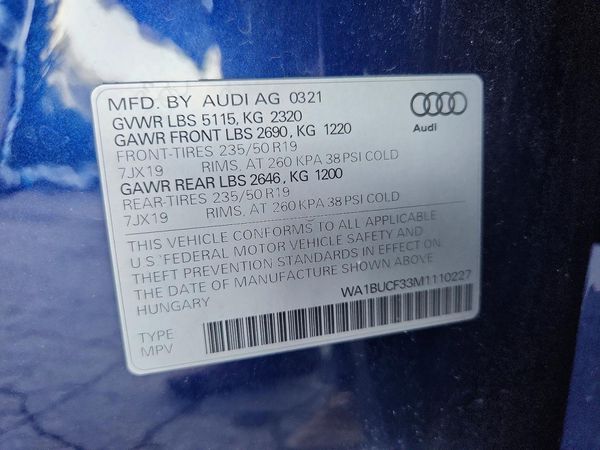 2021 AUDI Q3 quattro Premium Plus