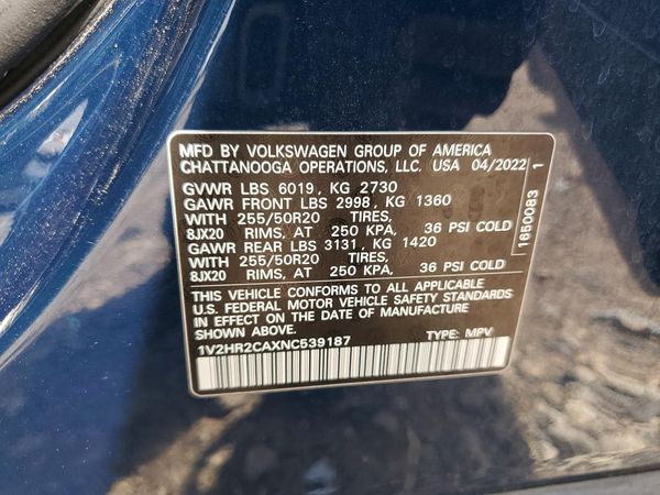 2022 VOLKSWAGEN ATLAS 4Motion SE w/ Tech