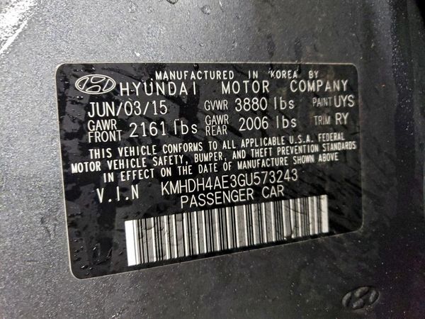 2016 HYUNDAI ELANTRA
