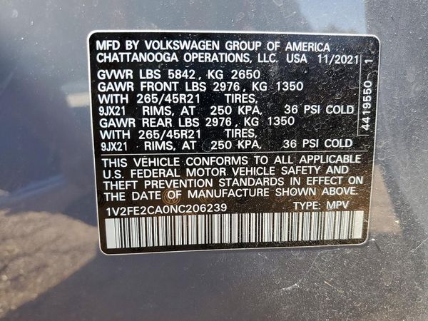 2022 VOLKSWAGEN ATLAS CROSS SPORT