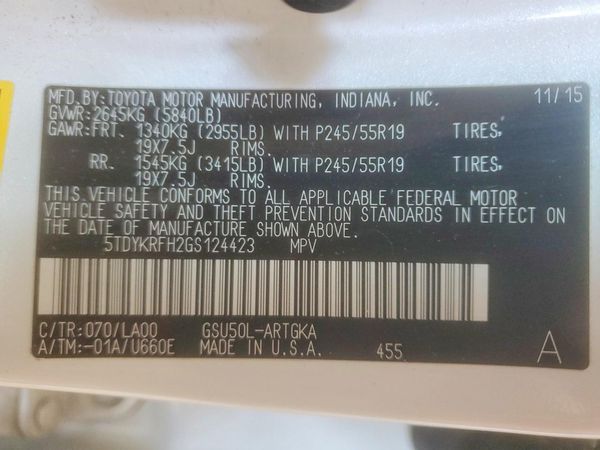 2016 TOYOTA HIGHLANDER Base/Hybrid