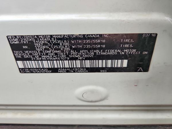 2016 TOYOTA RAV4 Limited (G Grade)