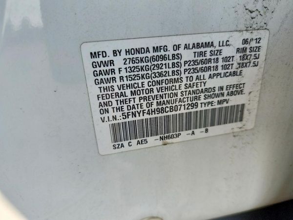 2012 HONDA PILOT TOURING