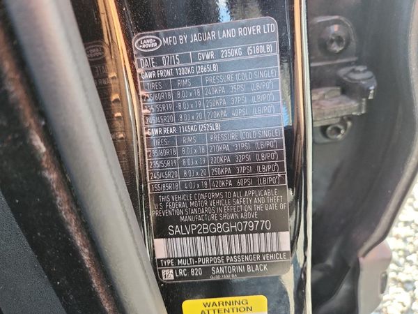 2016 LAND ROVER RANGEROVER SE