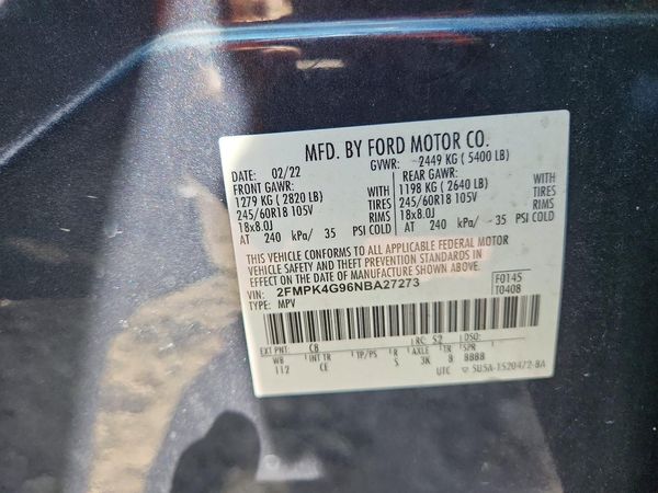2022 FORD EDGE SE — VINS