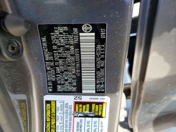 2018 TOYOTA CAMRY L/LE/SE/XLE — VINS