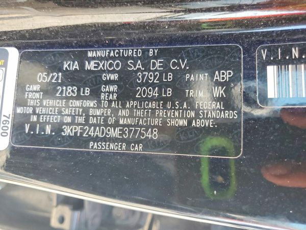 2021 KIA FORTE FE, LXS