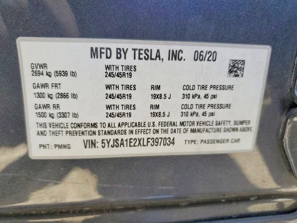 2020 TESLA MODEL S