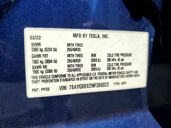 2022 TESLA MODEL Y