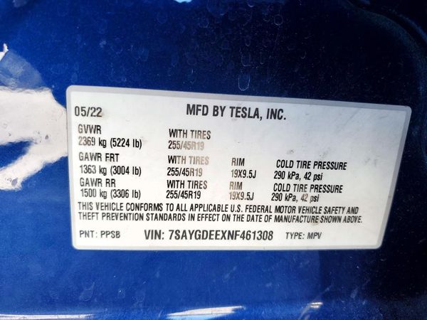 2022 TESLA MODEL Y