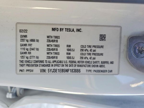 2022 TESLA MODEL 3