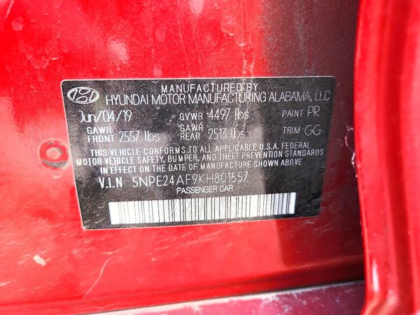2019 HYUNDAI SONATA