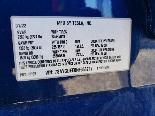 2022 TESLA MODEL Y
