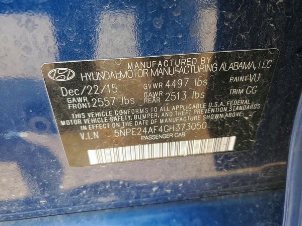 2016 HYUNDAI SONATA — VINS