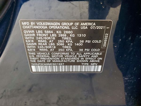 2021 VOLKSWAGEN ATLAS 4Motion SE — VINS