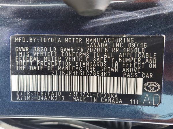 2017 TOYOTA COROLLA